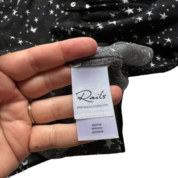 Rails Medium Noemi Black Galaxy Star Print Collared Long Sleeve Button Up Shirt - Picture 8 of 10